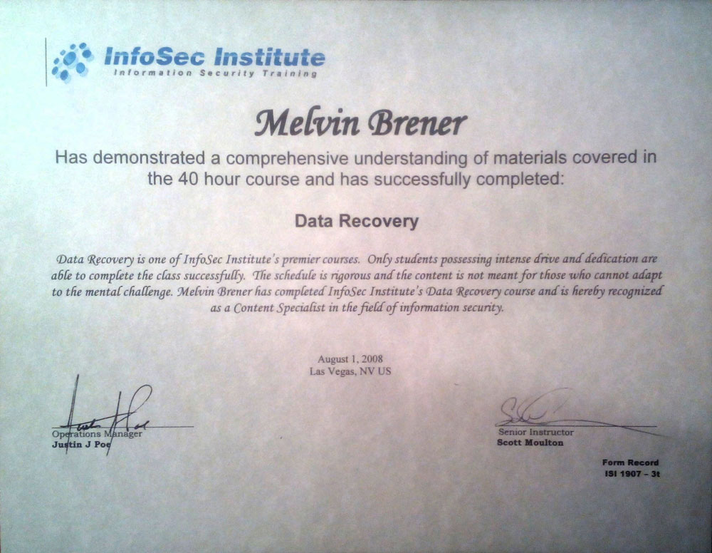 Certificación por InfoSec Institute